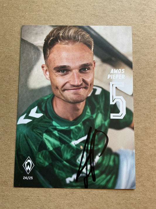 Amos Pieper, Germany 🇩🇪 SV Werder Bremen 2024/25 hand signed