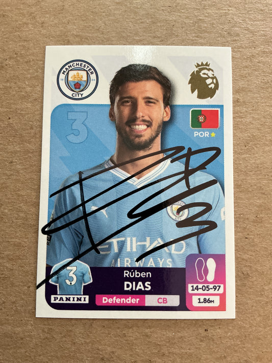 Ruben Dias, Portugal 🇵🇹 Manchester City 2024 Panini hand signed