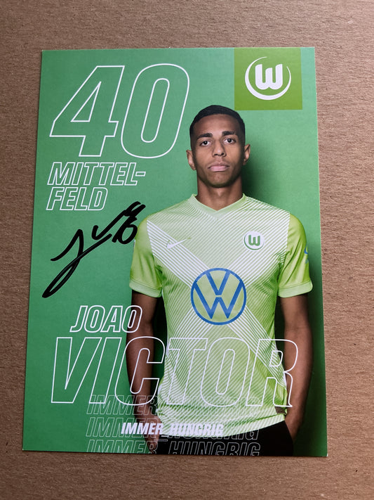 João Victor, Brazil 🇧🇷 VfL Wolfsburg 2020/21 hand signed