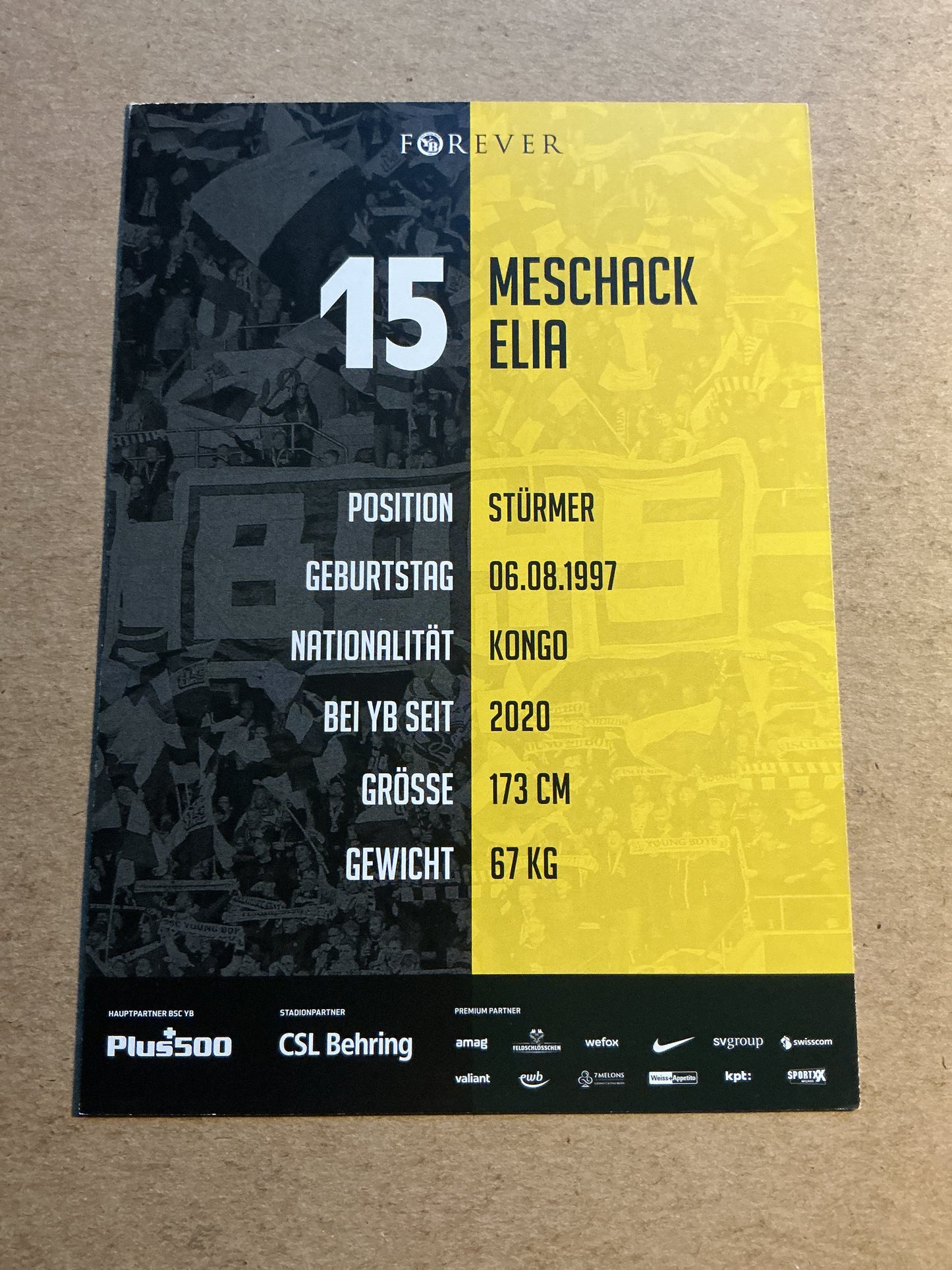 Meschack Elia, Kongo 🇨🇩 BSC Young Boys 2021/22 hand signed