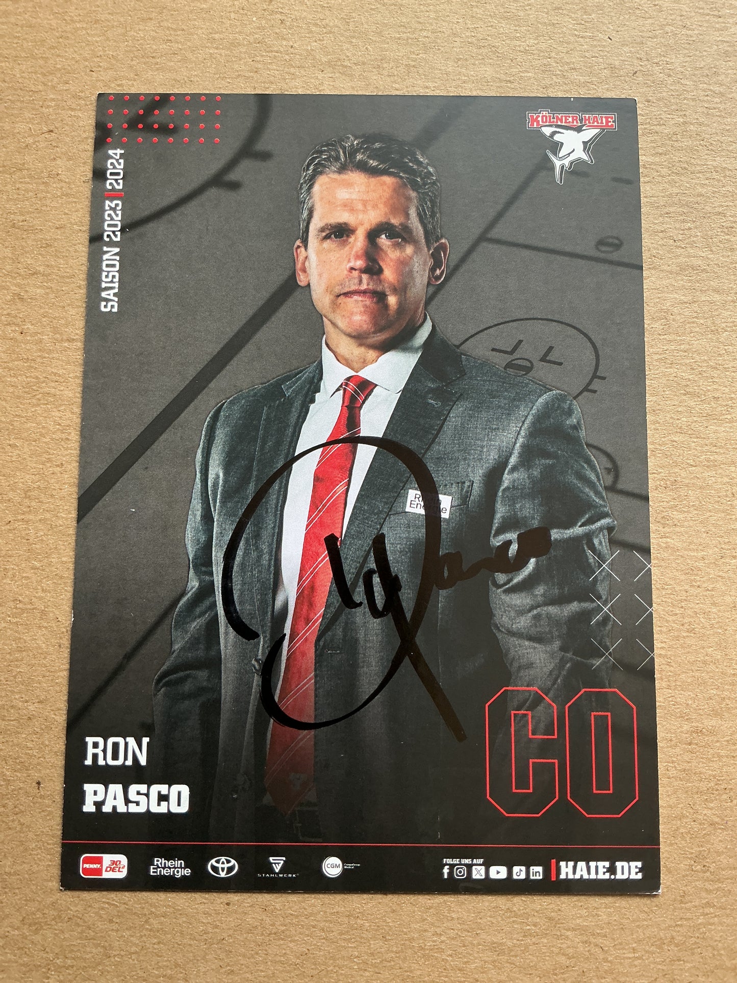 Ron Pasco, Canada 🇨🇦 Kölner Haie 2023/24 hand signed
