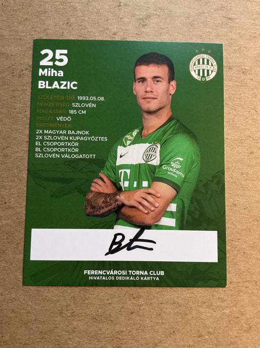 Miha Blažič, Slovenia 🇸🇮 Ferencvaros TC 2021/22 hand signed