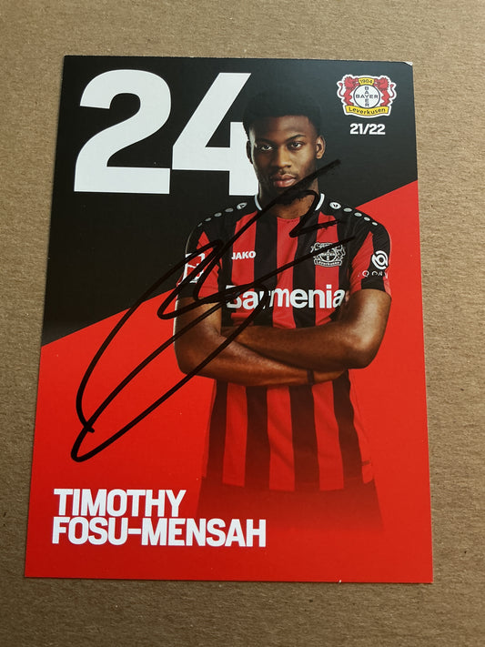 Timothy Fosu-Mensah, Netherlands 🇳🇱 Bayer 04 Leverkusen 2021/22 hand signed