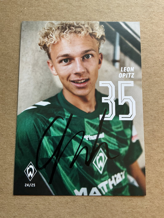 Leon Opitz, Germany 🇩🇪 SV Werder Bremen 2024/25 hand signed