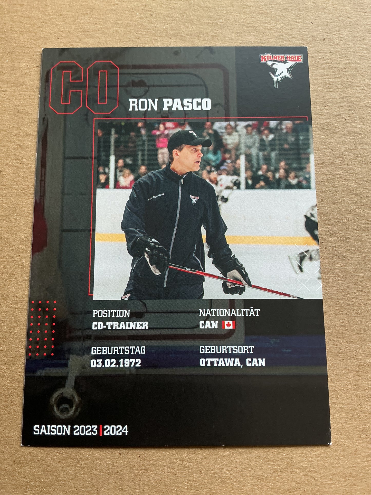 Ron Pasco, Canada 🇨🇦 Kölner Haie 2023/24 hand signed