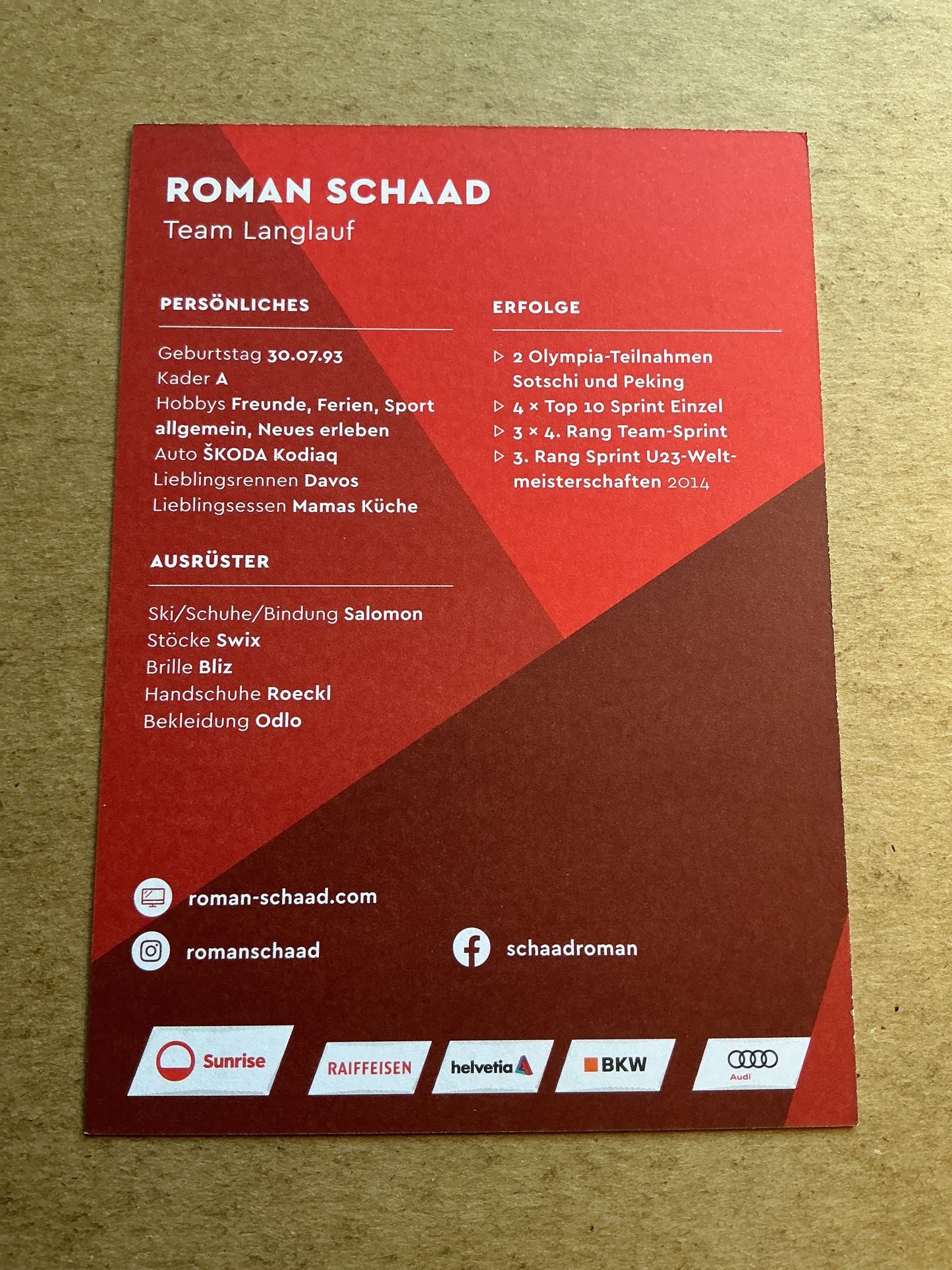 Roman Schaad, Switzerland 🇨🇭 Cross Country Winter 2022/23 hand signed
