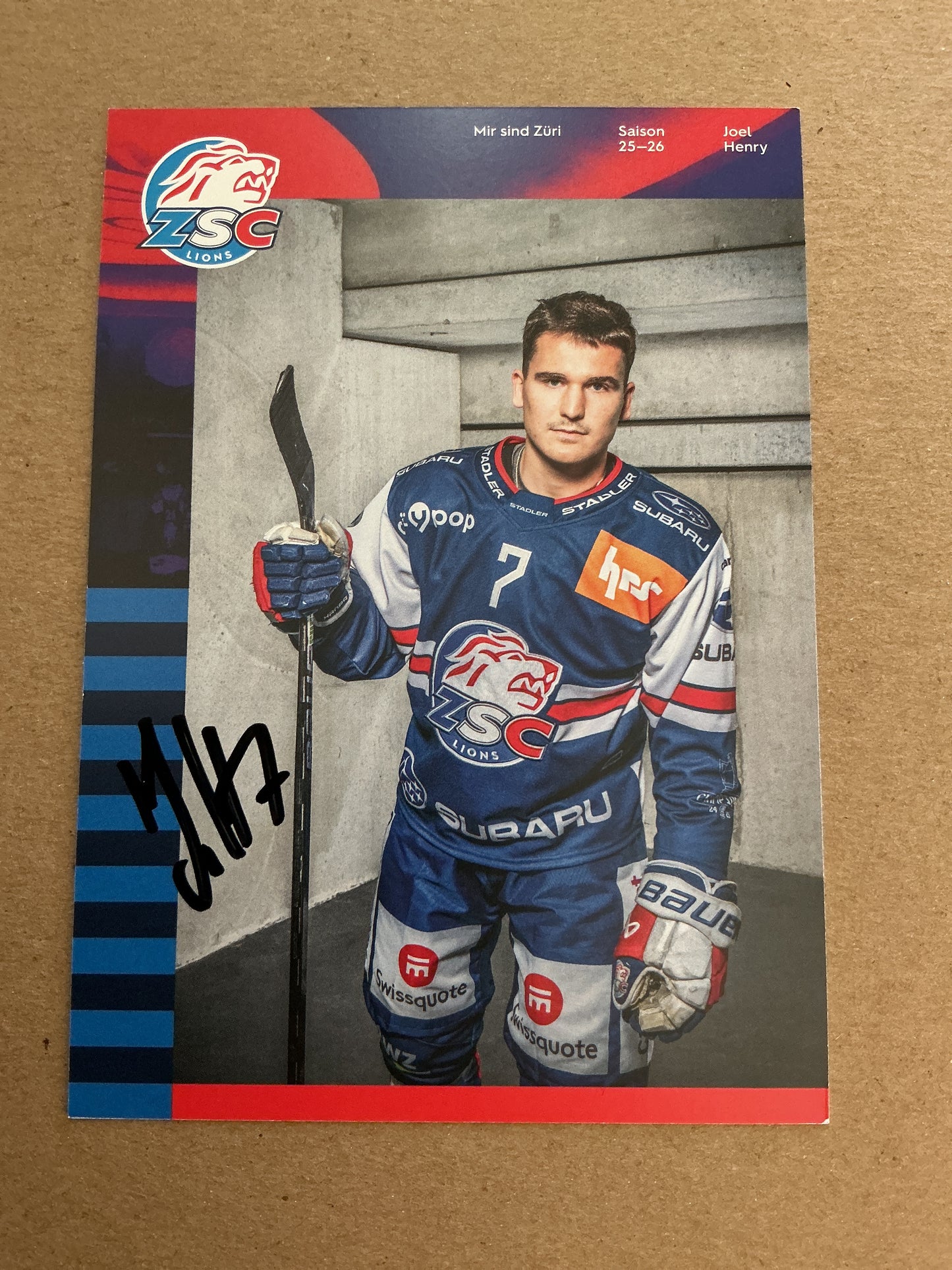 Joel Henry, Switzerland 🇨🇭 ZSC Lions 2025/26 hand signed