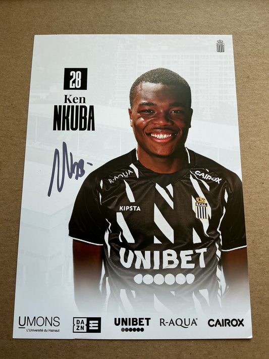 Ken Nkuba, Belgium 🇧🇪 Sporting Charleroi 2023/24 hand signed
