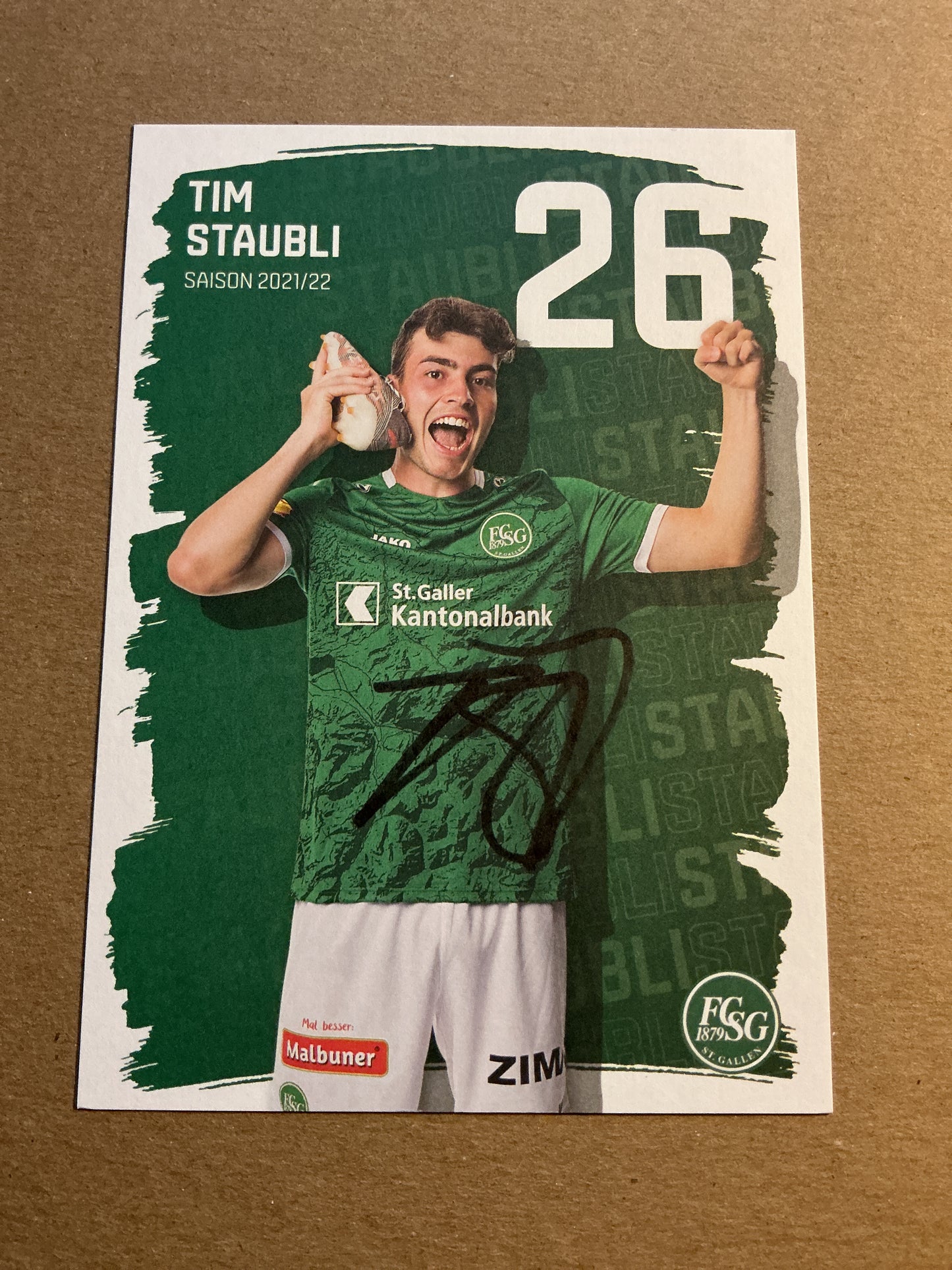 Tim Staubli, Switzerland 🇨🇭 FC St. Gallen 2021/22 hand signed