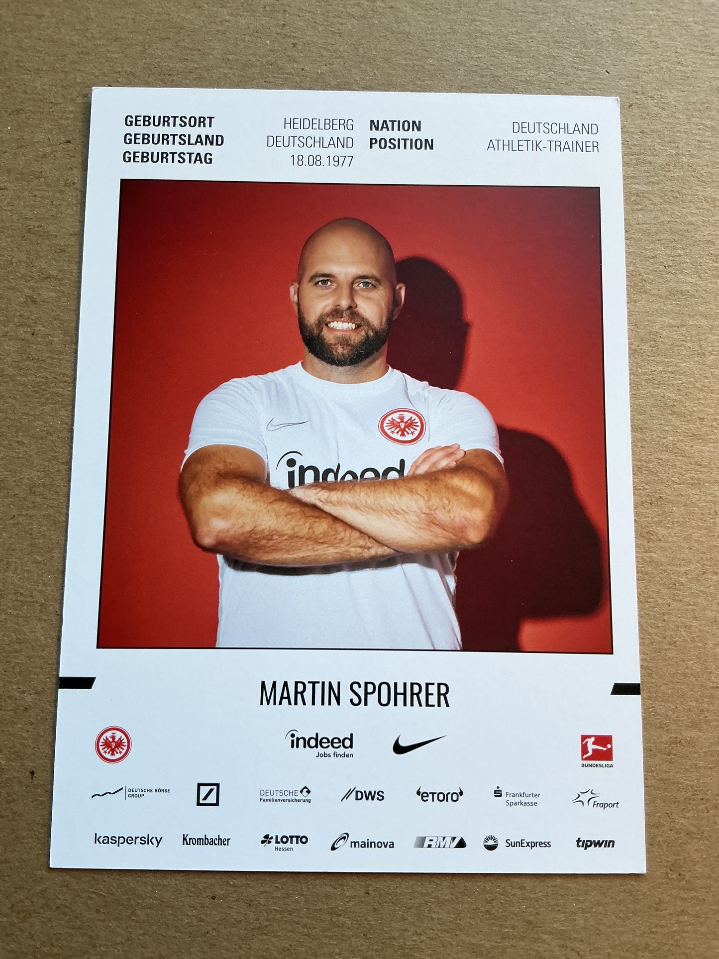 Martin Spohrer, Germany 🇩🇪 Eintracht Frankfurt 2019/20 hand signed