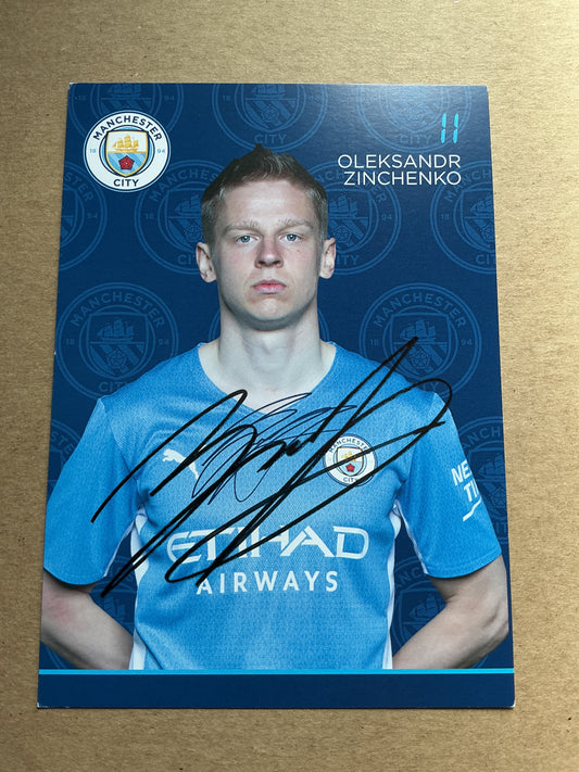 Oleksandr Zinchenko, Ukraine 🇺🇦 Manchester City 2021/22 hand signed
