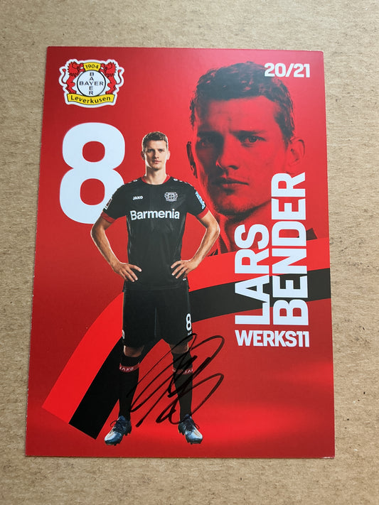 Lars Bender, Germany 🇩🇪 Bayer 04 Leverkusen 2020/21 hand signed