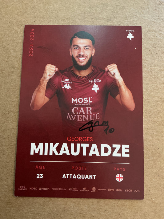 Georges Mikautadze, Georgia 🇬🇪 FC Metz 2023/24 hand signed
