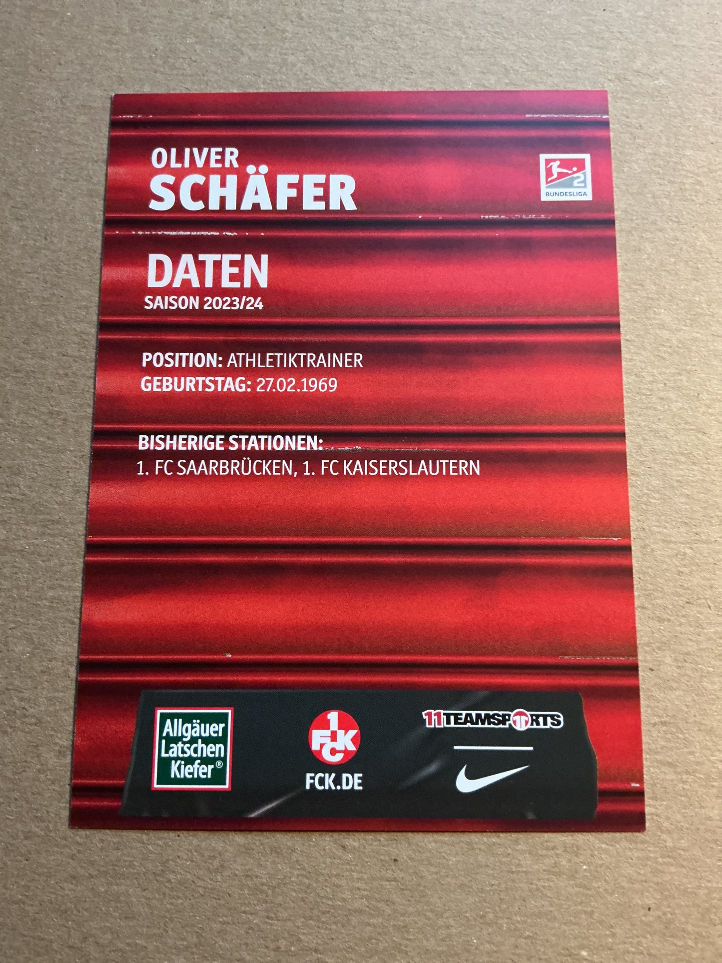 Oliver Schäfer, Germany 🇩🇪 1.FC Kaiserslautern 2023/24 hand signed
