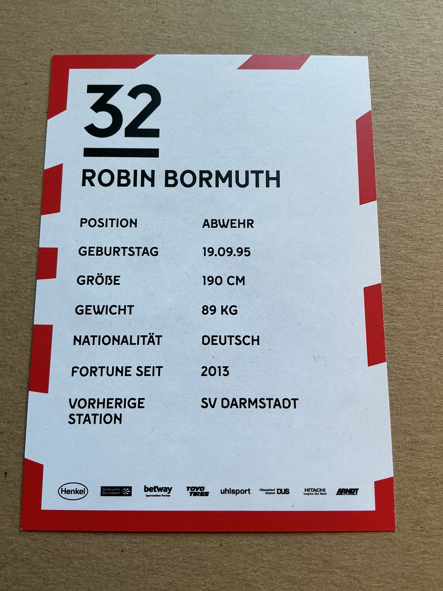 Robin Bormuth, Germany 🇩🇪 Fortuna Düsseldorf 2019/20 hand signed