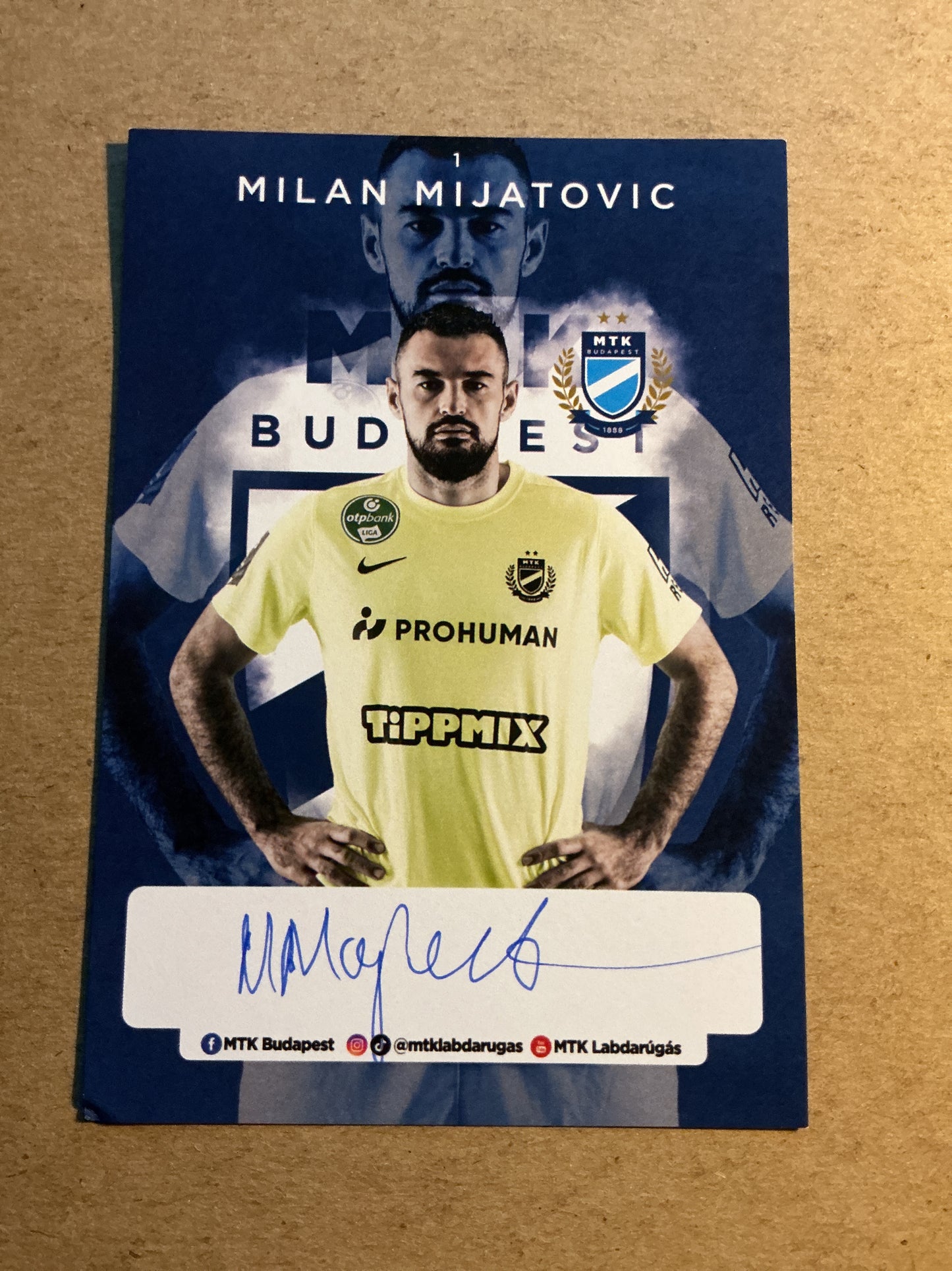 Milan Mijatovic, Montenegro 🇲🇪 MTK Budapest 2021/22 hand signed