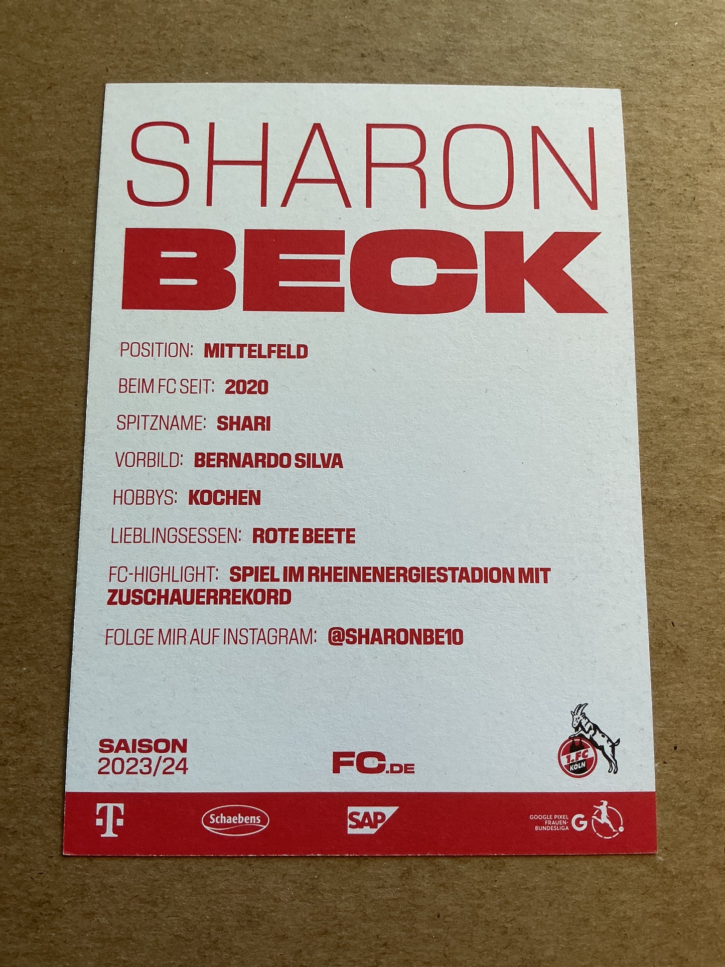 Sharon Beck, Israel 🇮🇱 1.FC Köln 2023/24 hand signed