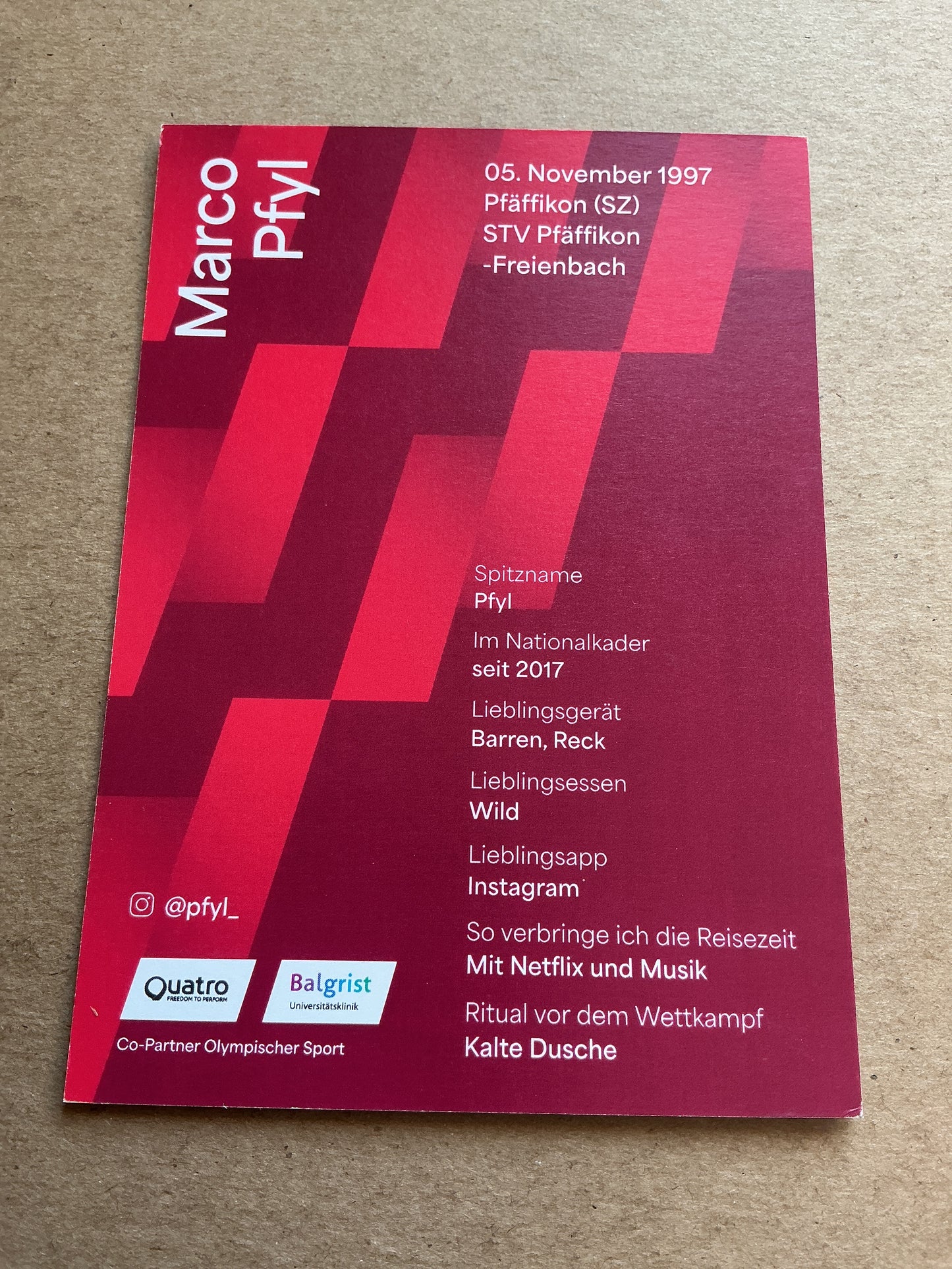 Marco Pfyl, Switzerland 🇨🇭 Gymnastics 2025 hand signed