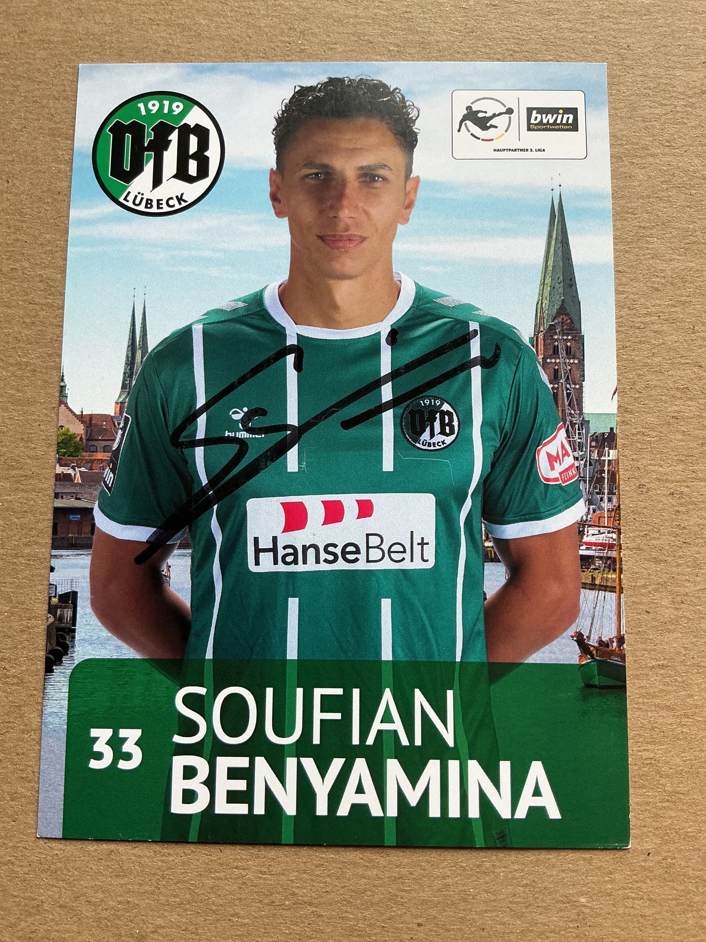 Soufian Benyamina, Germany 🇩🇪 VfB Lübeck 2020/21 hand signed