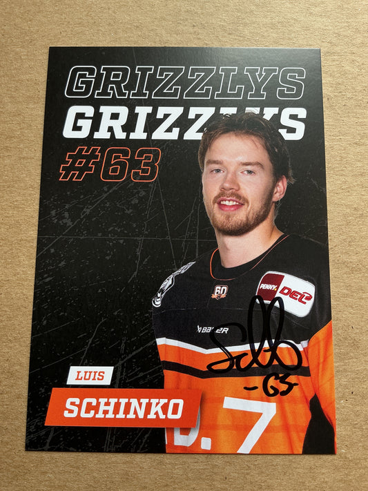 Luis Schinko, Germany 🇩🇪 Grizzlys Wolfsburg 2024/25 hand signed