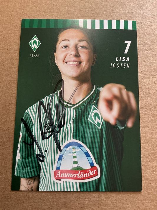 Lisa Josten, Germany 🇩🇪 SV Werder Bremen 2023/24 hand signed