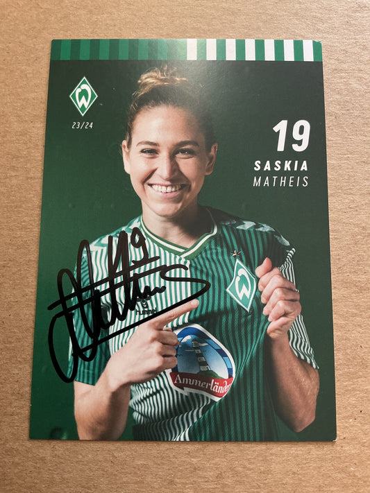 Saskia Matheis, Germany 🇩🇪 SV Werder Bremen 2023/24 hand signed