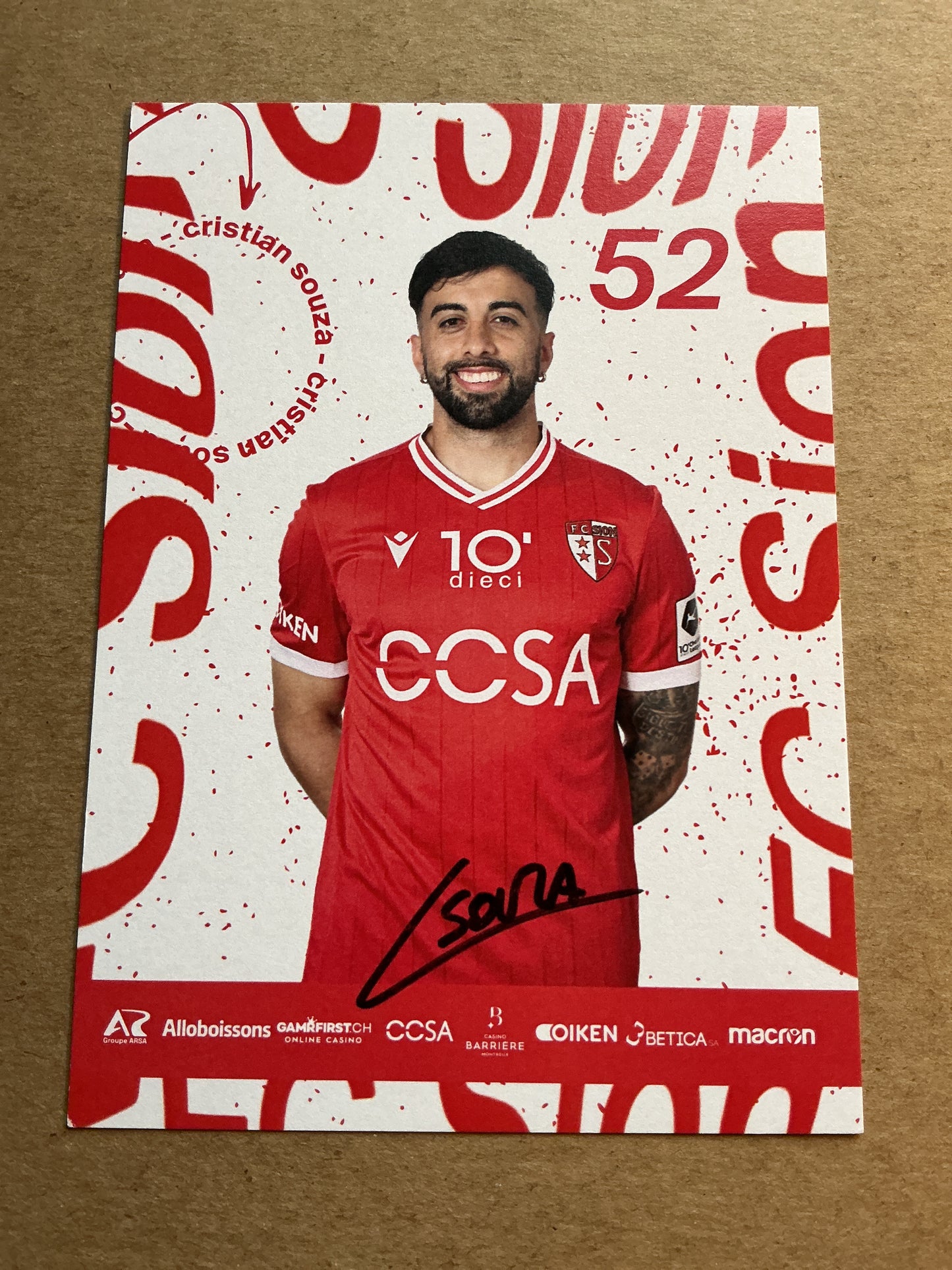 Cristian Souza, Uruguay 🇺🇾 FC Sion 2023/24 hand signed