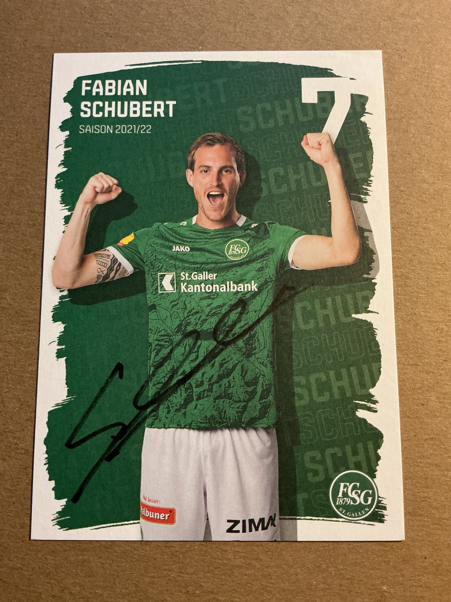Fabian Schubert, Austria 🇦🇹 FC St. Gallen 2021/22 hand signed