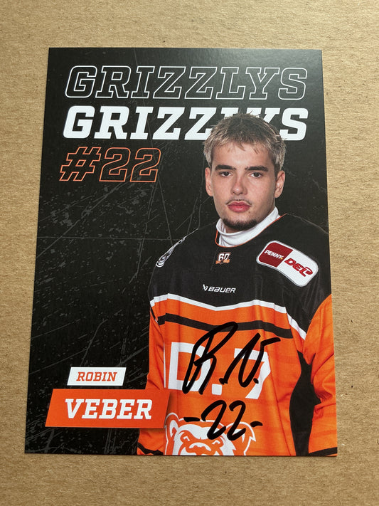 Robin Veber, Germany 🇩🇪 Grizzlys Wolfsburg 2024/25 hand signed