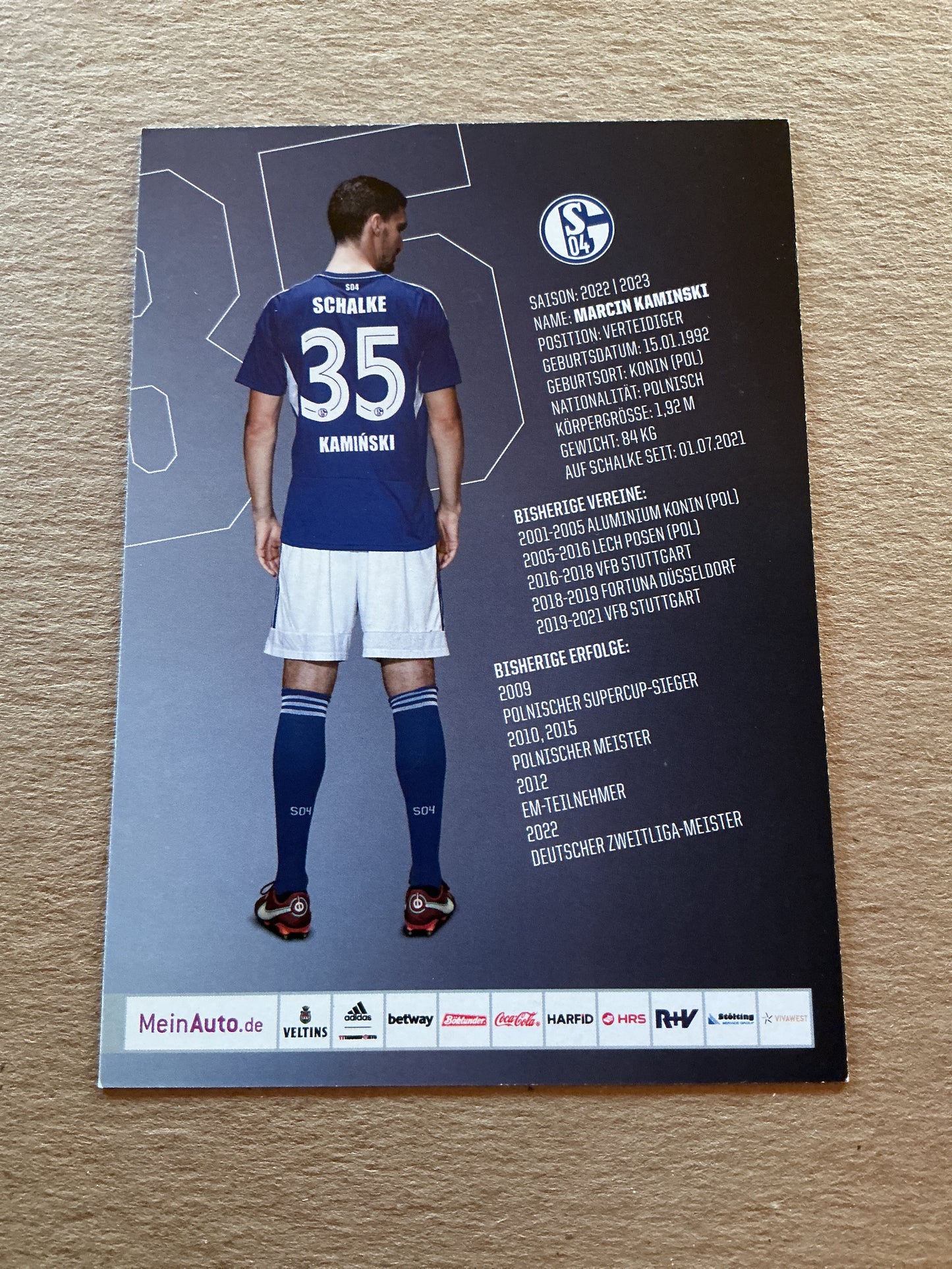 Marcin Kaminski, Poland 🇵🇱 FC Schalke 04 2022/23 hand signed