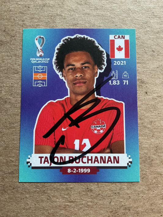 Tajon Buchanan, Canada 🇨🇦 FIFA World Cup 2022 Panini hand signed