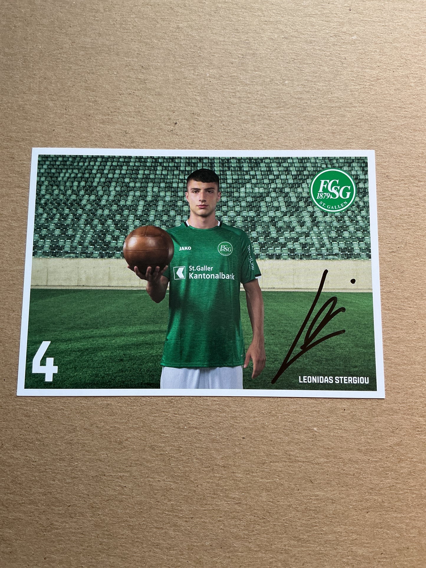 Leonidas Stergiou, Switzerland 🇨🇭 FC St. Gallen 2019/20 hand signed