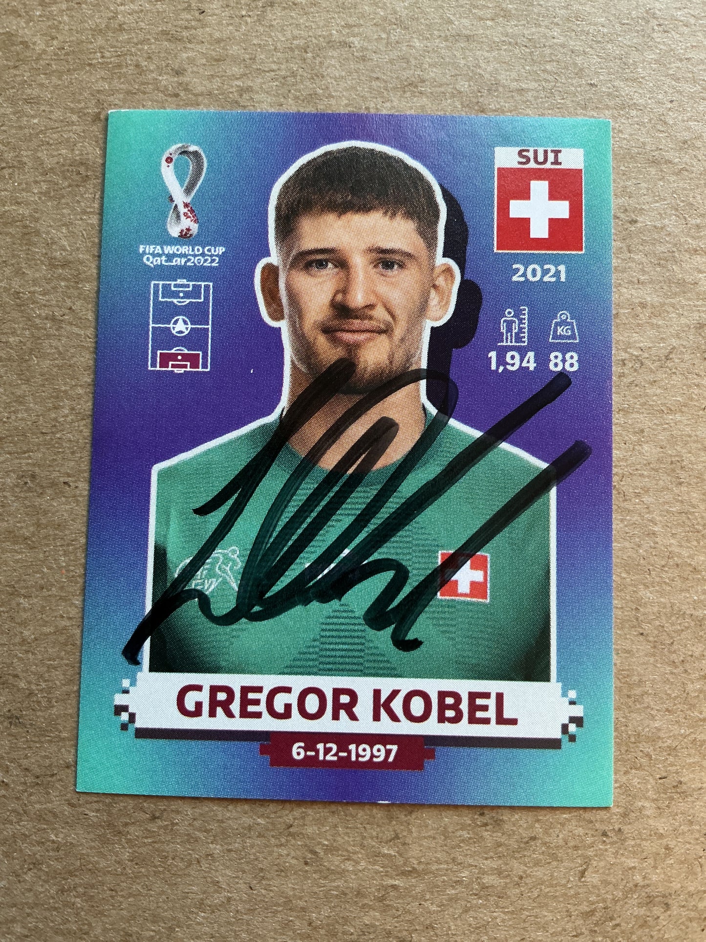 Gregor Kobel, Switzerland 🇨🇭 FIFA World Cup 2022 Panini hand signed