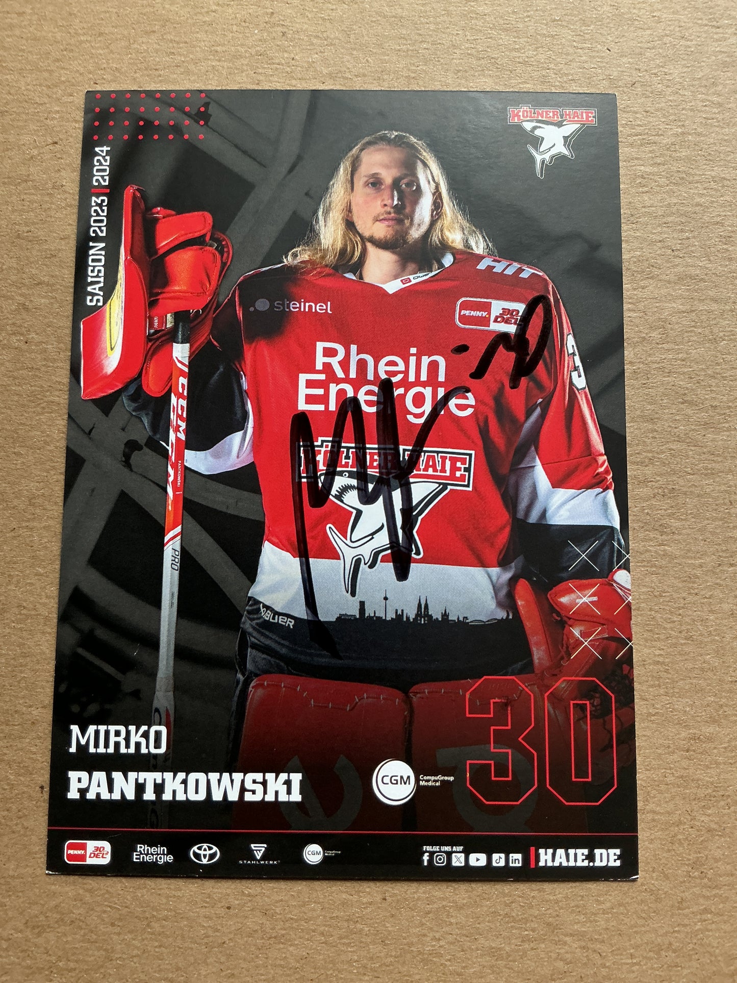 Mirko Pantkowski, Germany 🇩🇪 Kölner Haie 2023/24 hand signed