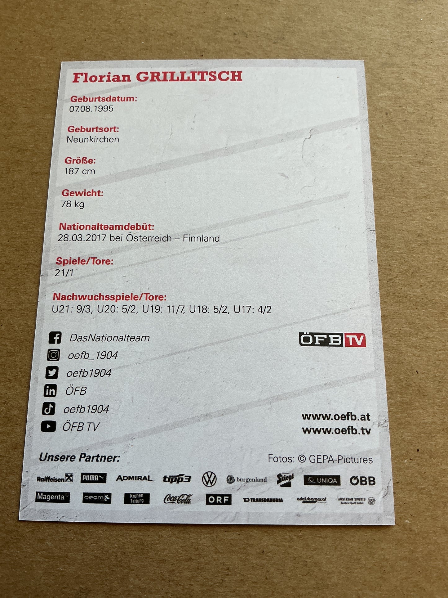Florian Grillitsch, Austria 🇦🇹 2021 hand signed