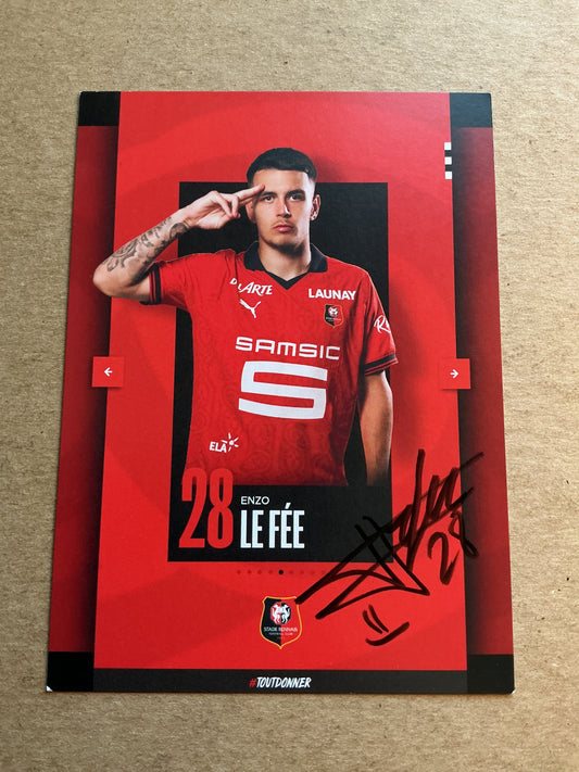 Enzo Le Fee, France 🇫🇷 Stade Rennes FC 2023/24 hand signed
