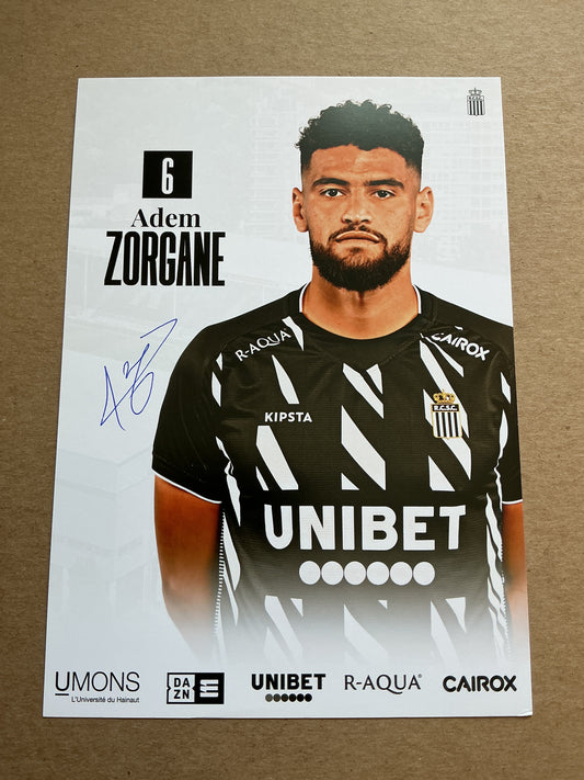 Adem Zorgane, Algeria 🇩🇿 Sporting Charleroi 2023/24 hand signed