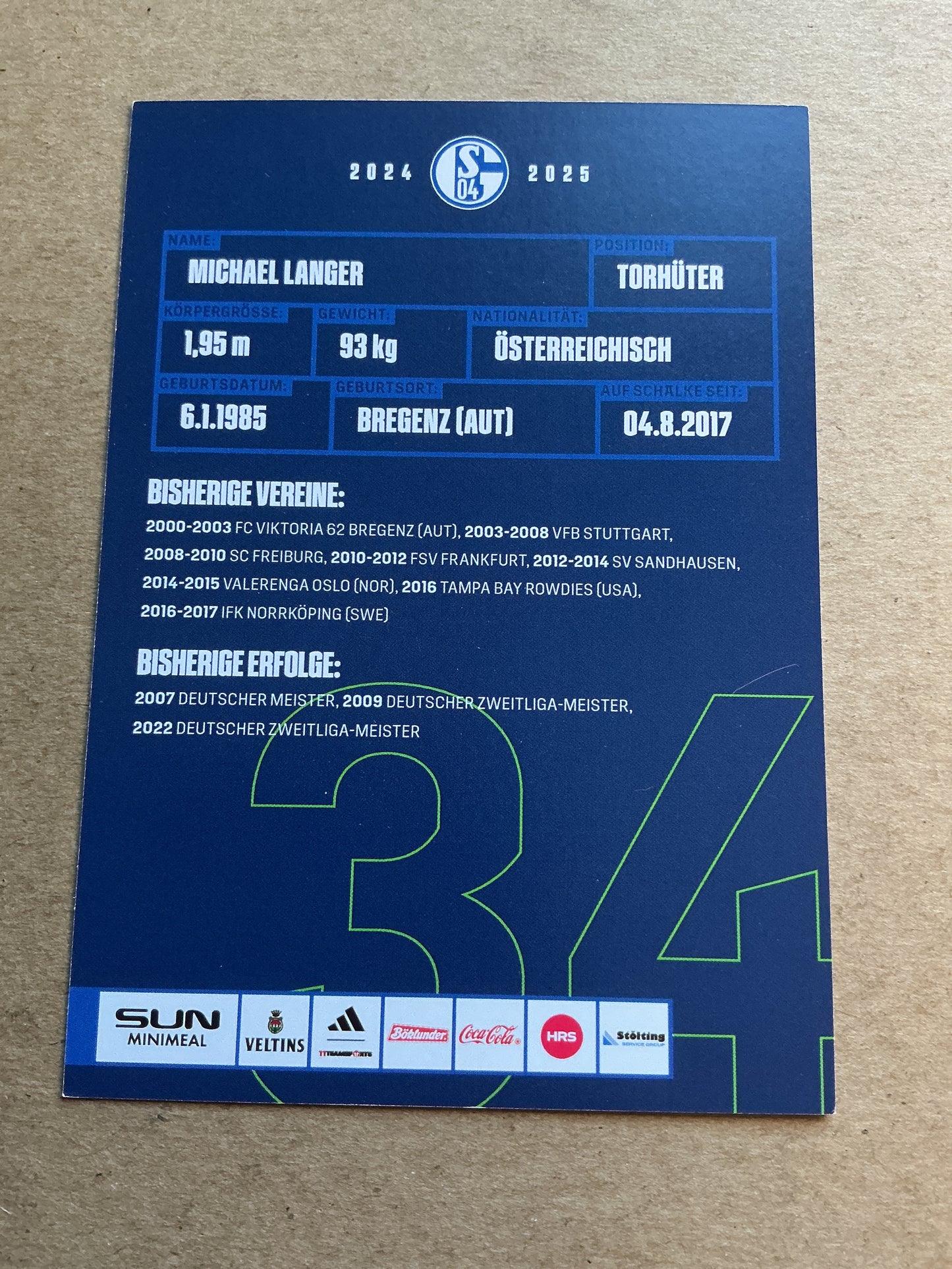 Michael Langer, Germany 🇩🇪 FC Schalke 04 2024/25 hand signed