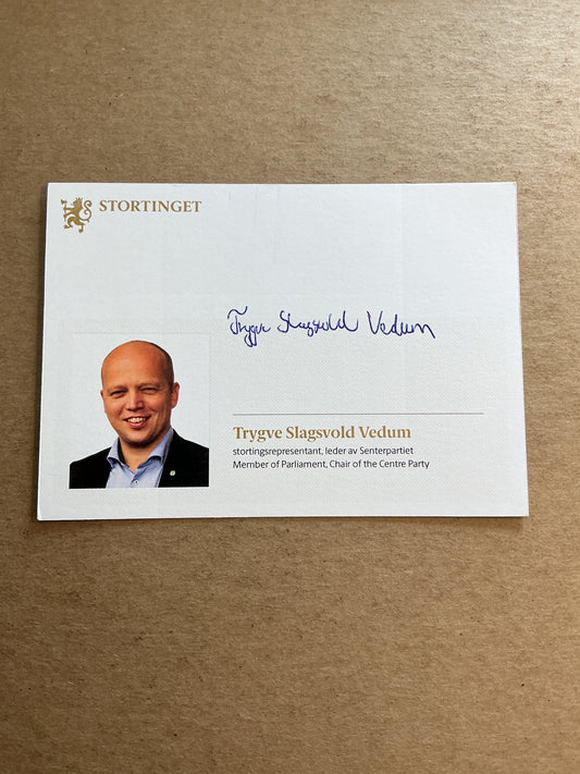 Trygve Slagsvold Vedum, Norway 🇳🇴 Minister of Finance 2025 hand signed