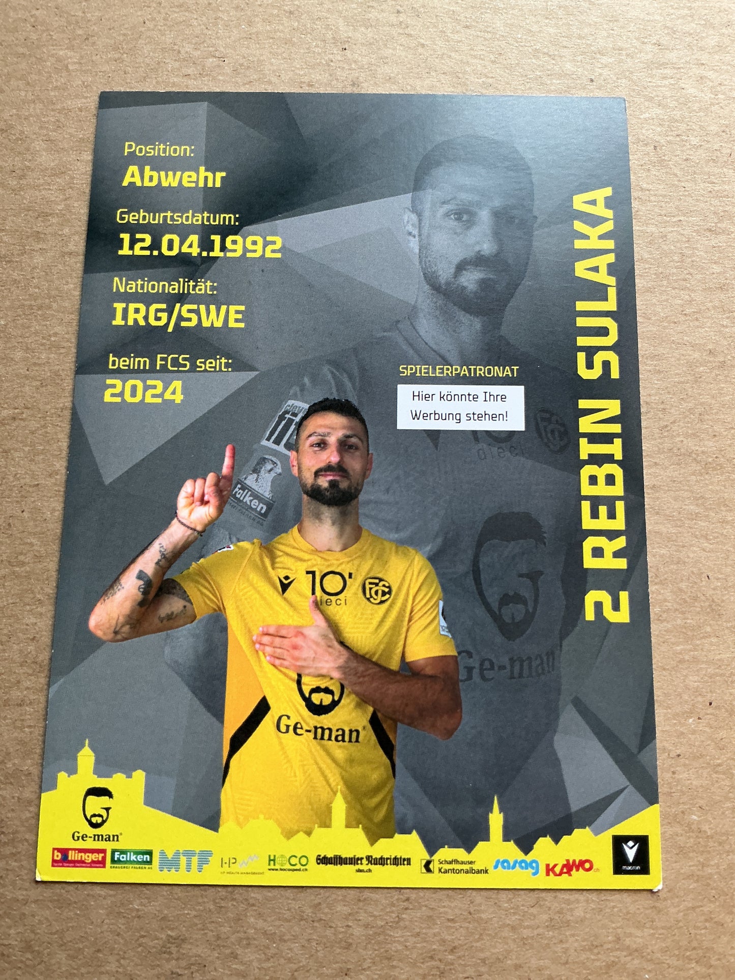 Rebin Sulaka, Iraq 🇮🇶 FC Schaffhausen 2024/25 hand signed