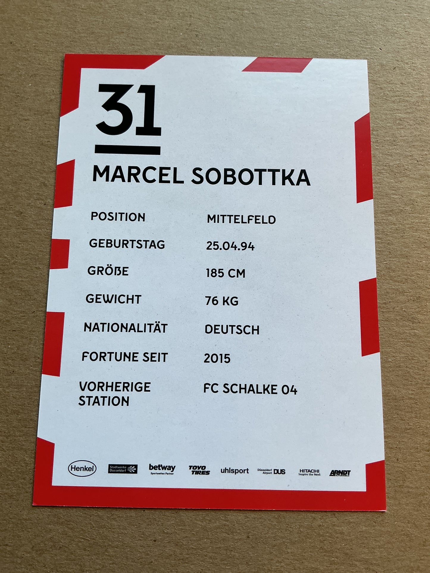 Marcel Sobottka, Germany 🇩🇪 Fortuna Düsseldorf 2019/20 hand signed