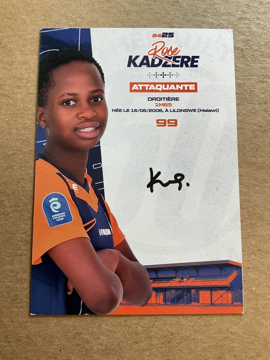 Rose Kadzere, Malawi 🇲🇼 Montpellier HSC 2024/25 hand signed