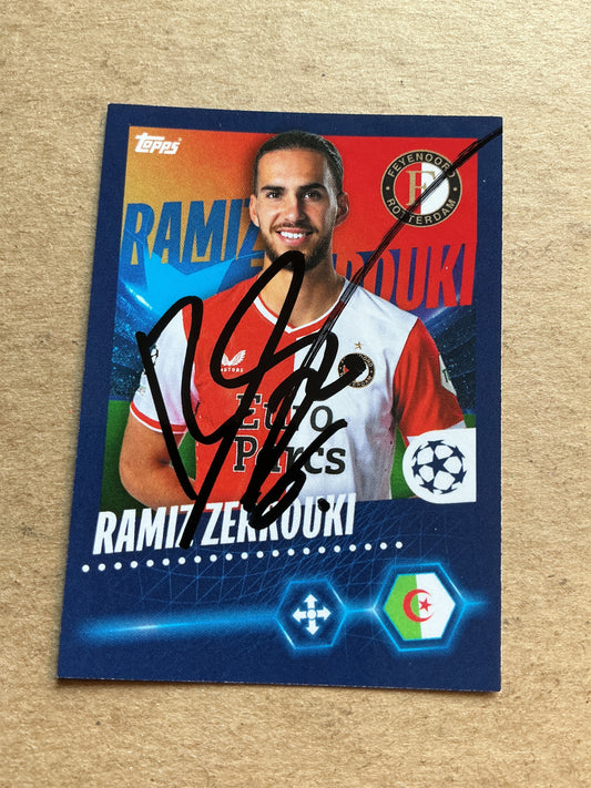 Ramiz Zerrouki, Algeria 🇩🇿 Feyenoord Rotterdam 2023/24 Topps hand signed