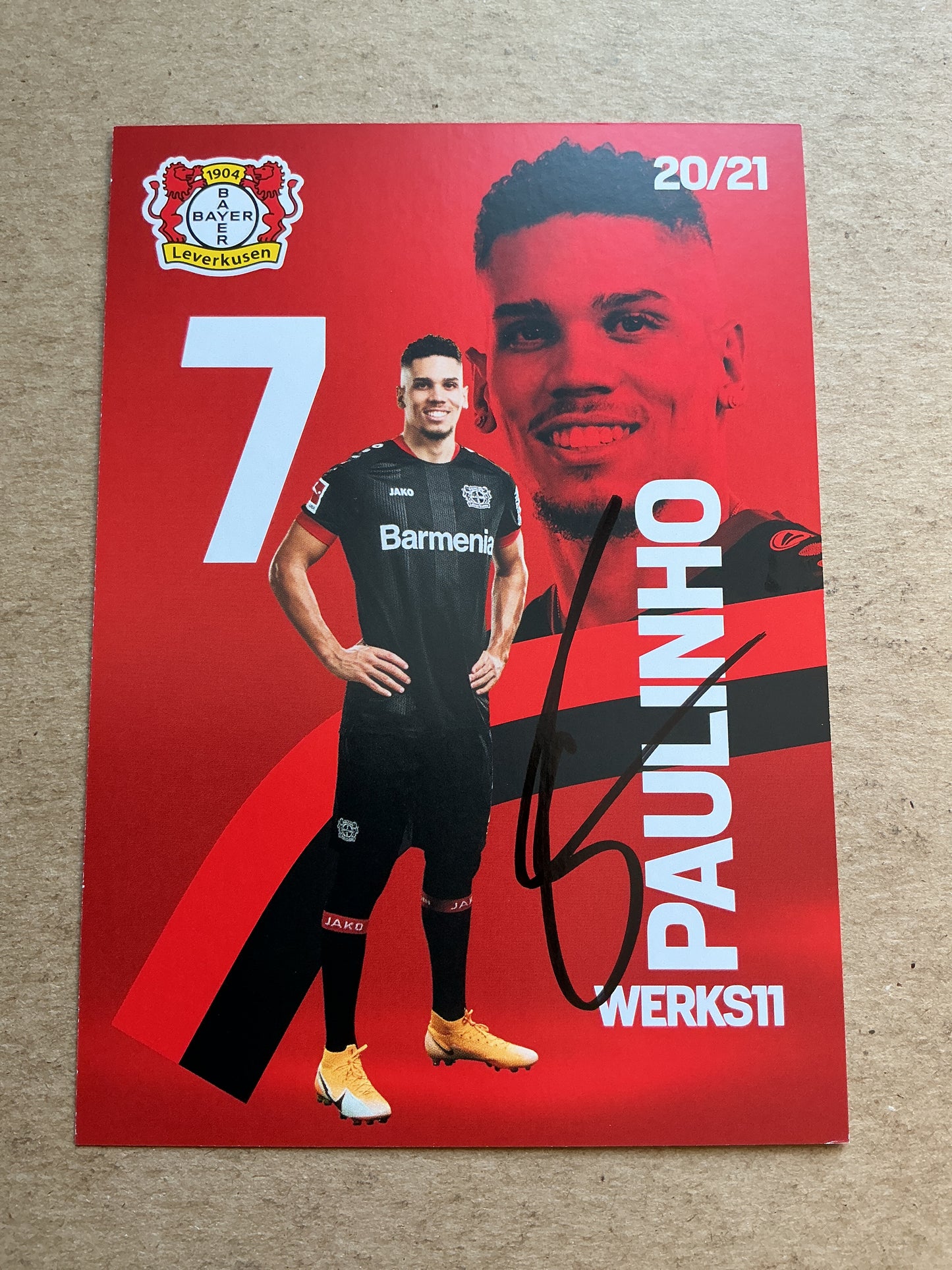 Paulinho, Brazil 🇧🇷 Bayer 04 Leverkusen 2020/21 hand signed