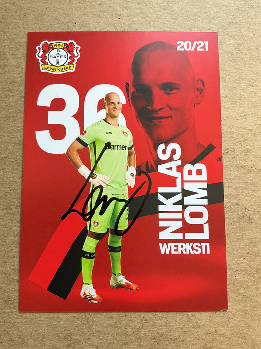 Niklas Lomb, Germany 🇩🇪 Bayer 04 Leverkusen 2020/21 hand signed