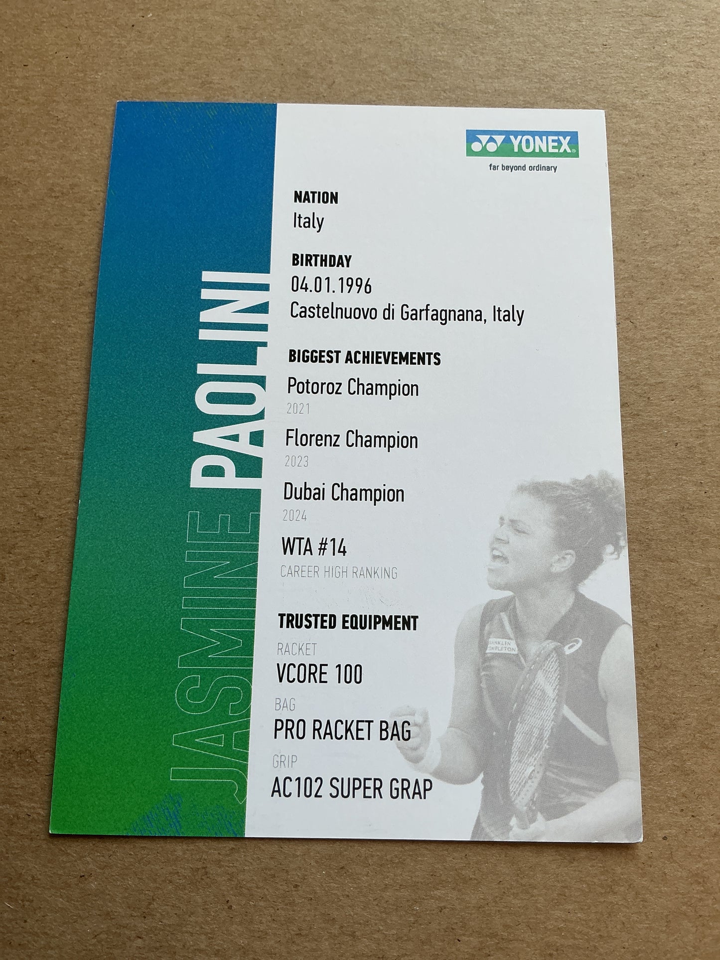 Jasmine Paolini, Italy 🇮🇹 Tennis Sports 2025 hand signed