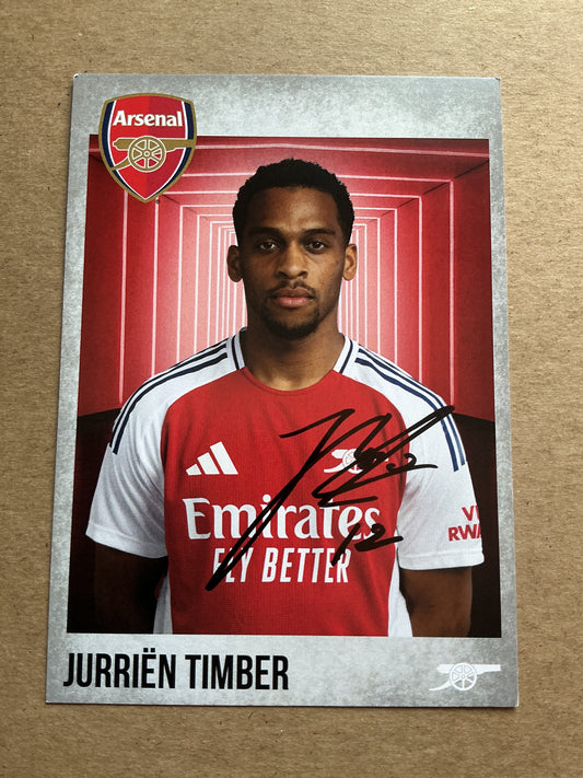 Jurrien Timber, Netherlands 🇳🇱 Arsenal FC 2024/25 hand signed
