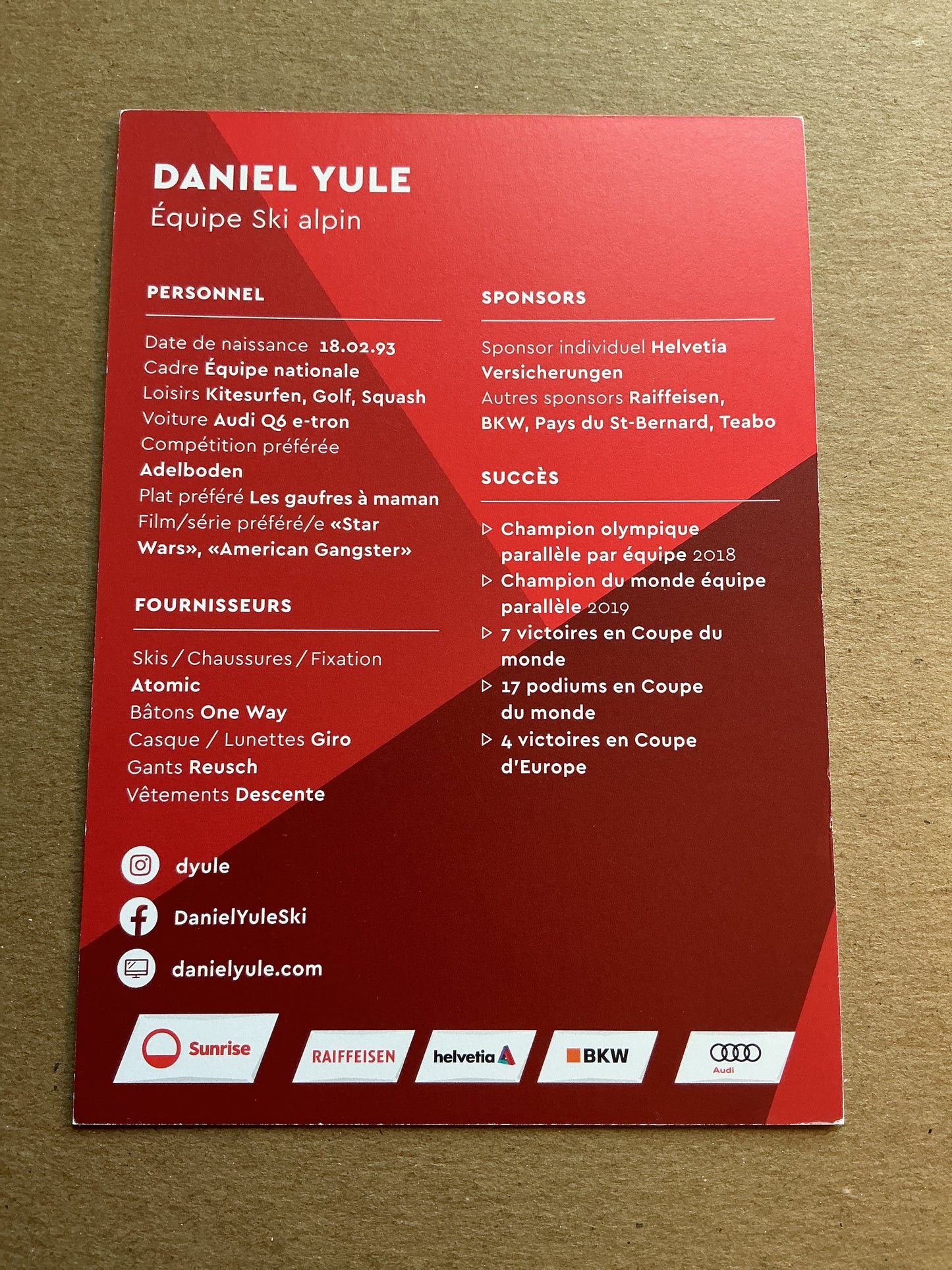Daniel Yule, Switzerland 🇨🇭 Alpine Winter 2025/26 hand signed