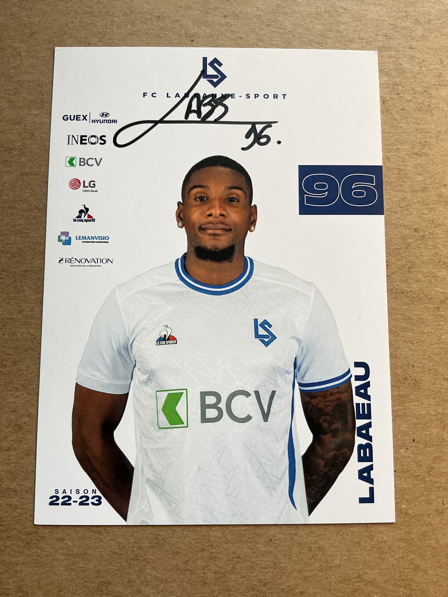 Brighton Labeau, Martinique 🇲🇶 Lausanne-Sport 2022/23 hand signed