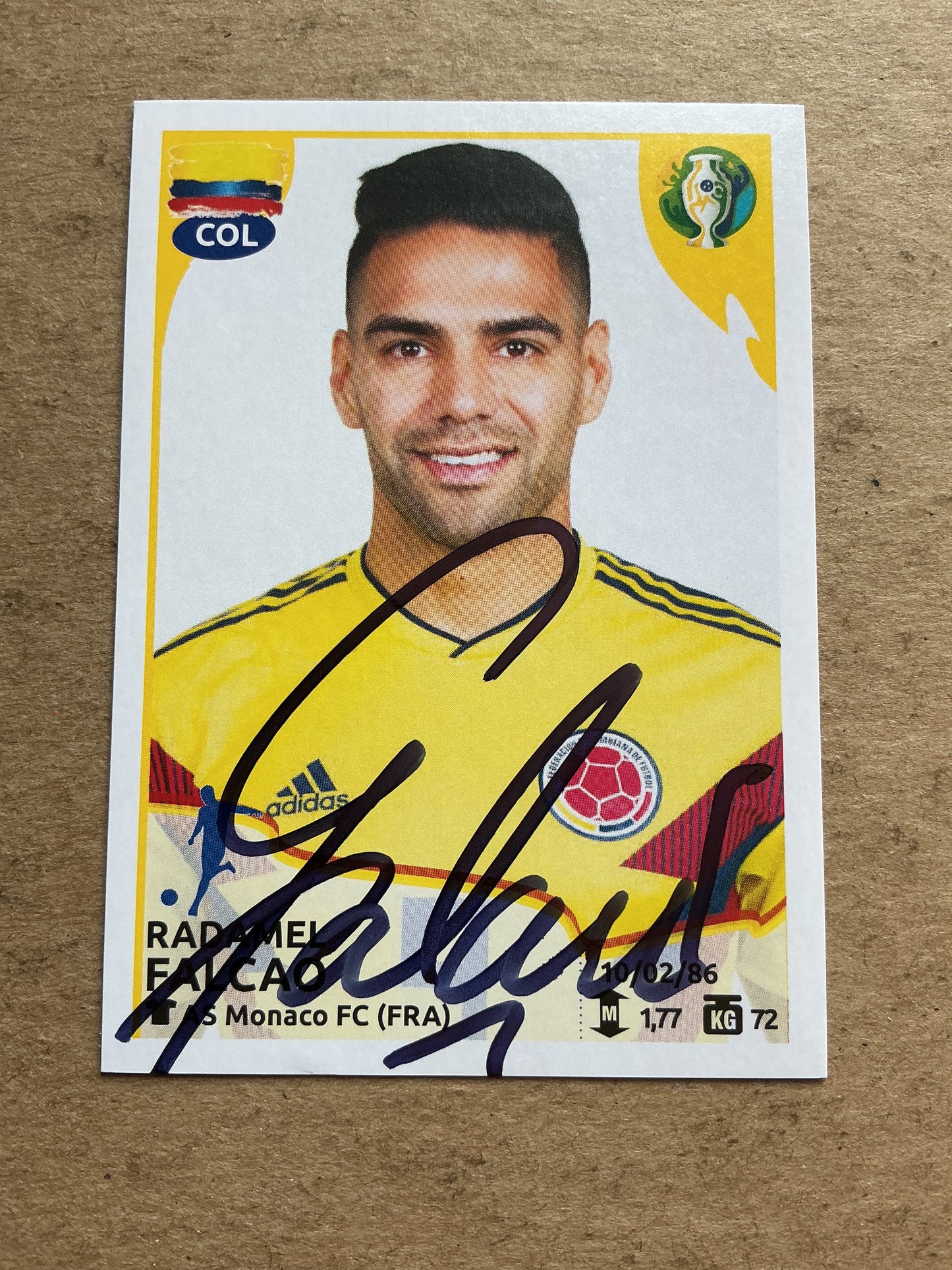 Radamel Falcao, Colombia 🇨🇴 Copa America 2019 Panini hand signed